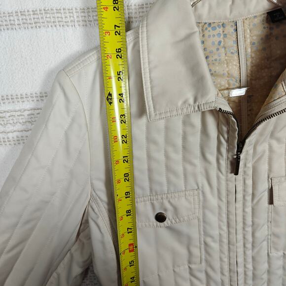Dana Buchman Cream Quilted Zip Up Jacket 4 Pockets Women’s Size M - Picture 5 of 12